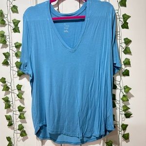 Blue, v neck tee